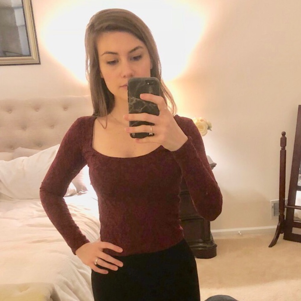 Maroon lace crop top